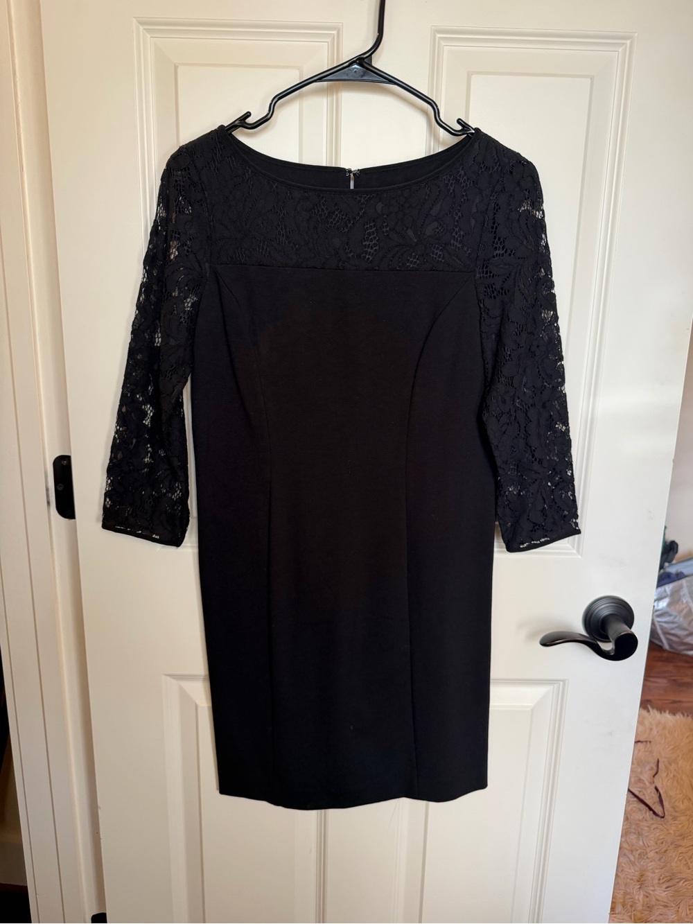 Talbots Black Lace-Sleeve Sheath Dress